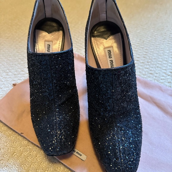 Miu Miu Calzature Donna - Nero Glitter Platform Heels - Picture 4 of 8